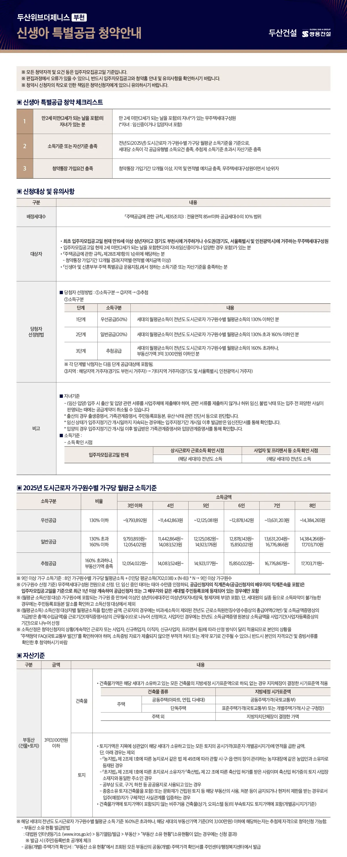 신생아 유형 안내문